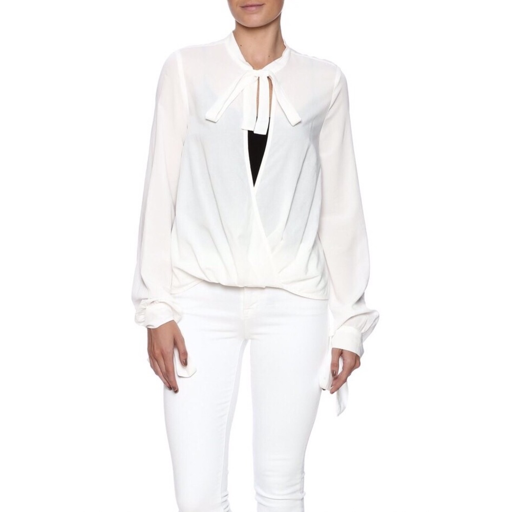 Bec & Bridge White Tie Front Blouse